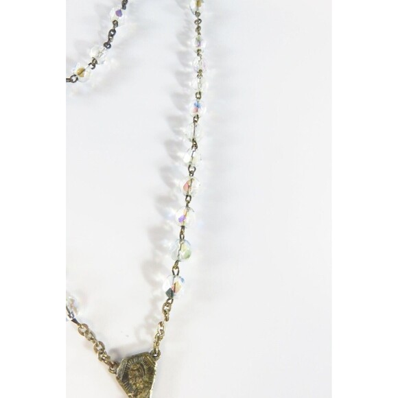 Antique 800 Silver Catholic Holy Rosary Givre Glass Crystal Rosary Beads 14 1/2" - Picture 8 of 11